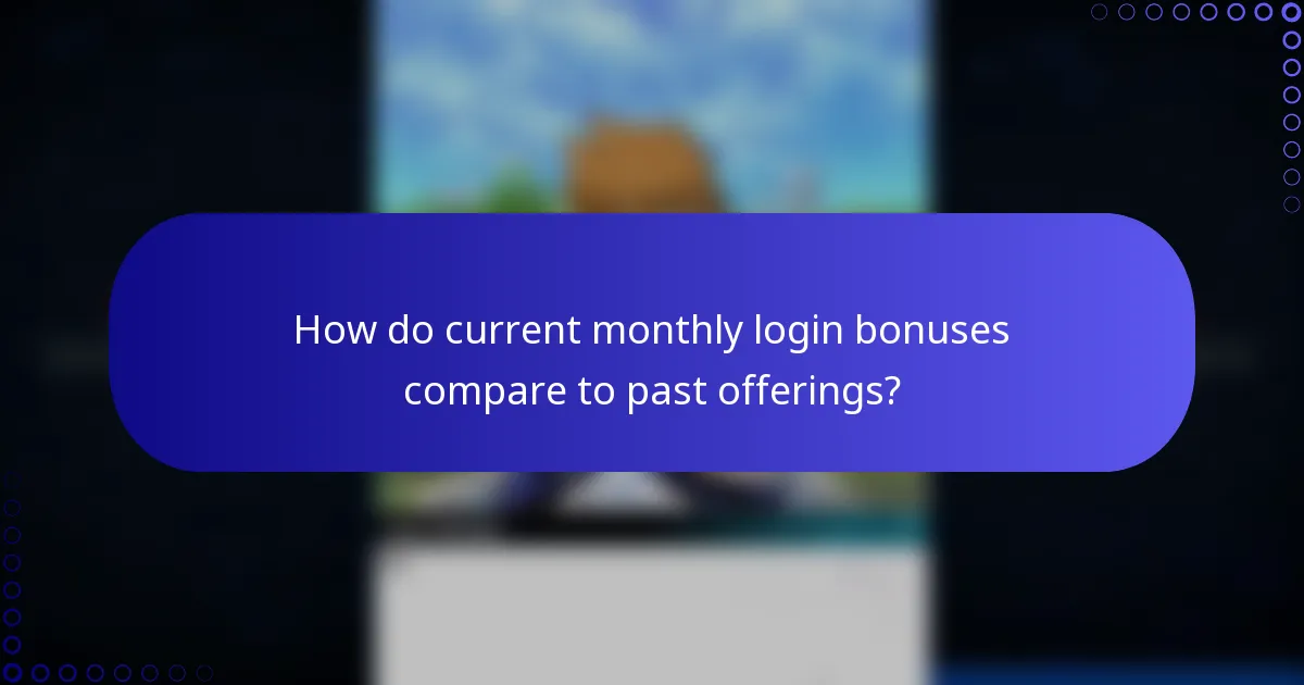 How do current monthly login bonuses compare to past offerings?